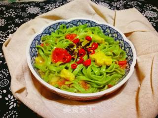 Spinach Noodles with Tomato Cob Core recipe
