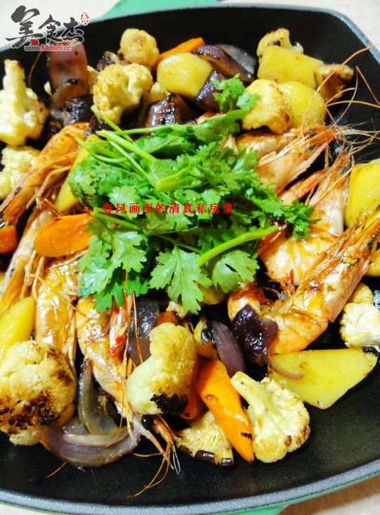 Grilled Sea Prawns with Mixed Vegetables recipe