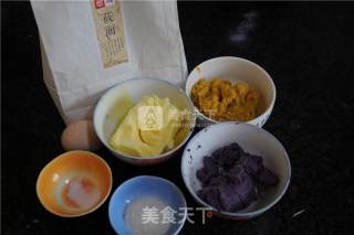 #aca烤明星大赛# Naked Wheat Two-color Sweet Potato Pie recipe