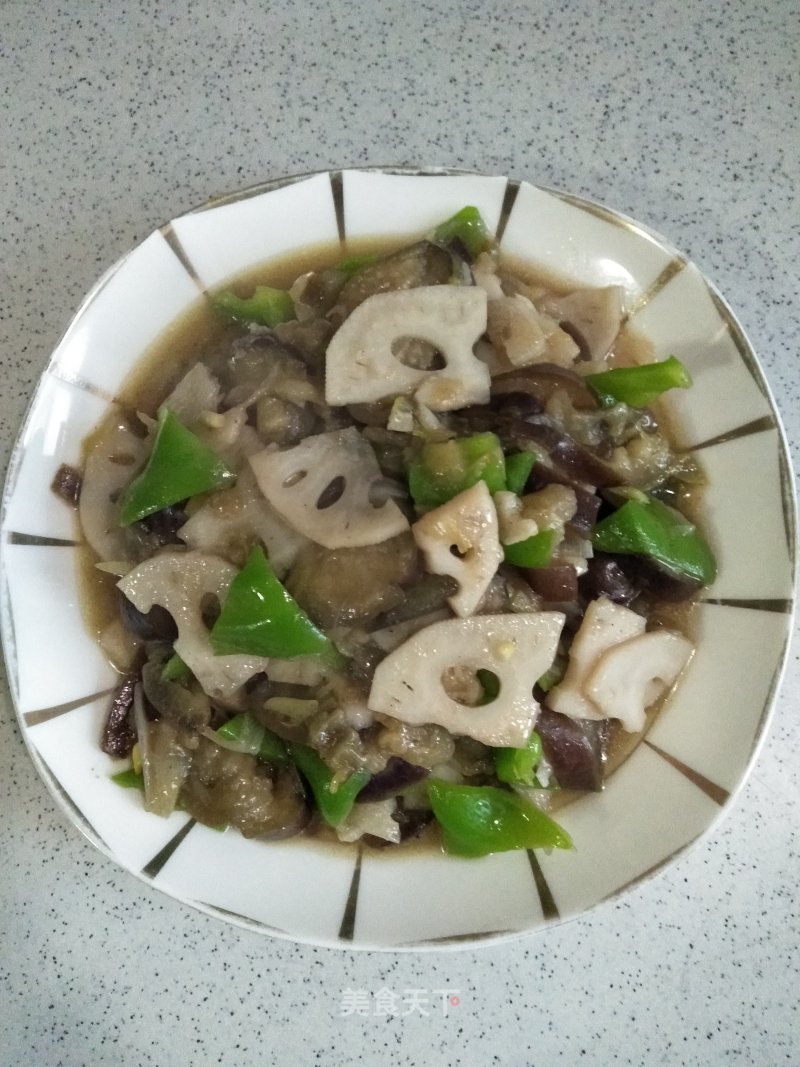 Fried Eggplant with Lotus Root recipe