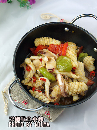 Double Pepper Squid Stir Fried recipe