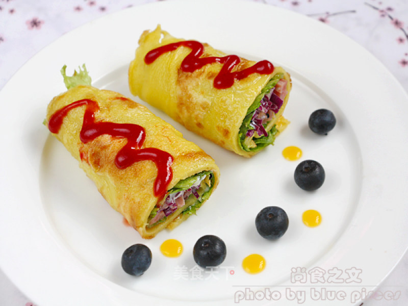 Egg Burrito with Ham, Lettuce and Purple Kale recipe