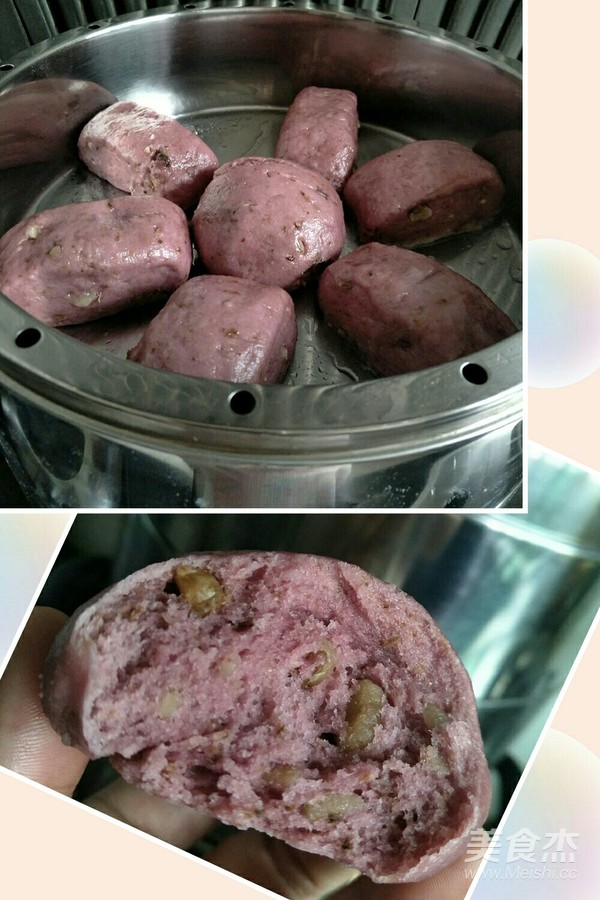 Purple Sweet Potato and Walnut Steamed Buns recipe