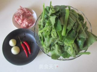 Stir-fried Pumpkin Leaves with Minced Meat recipe