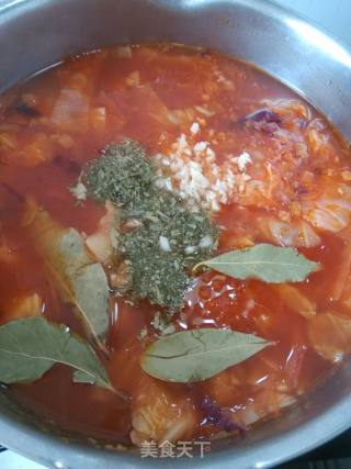 Russian Red Cabbage Soup Borscht recipe