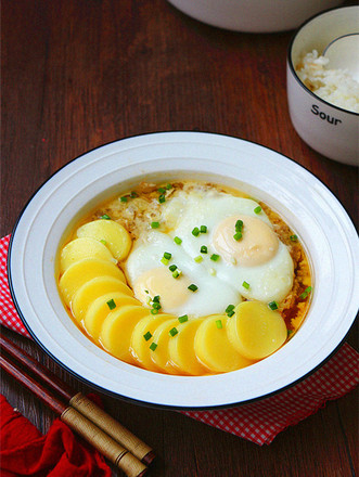 Steamed Eggs with Minced Meat and Tofu recipe