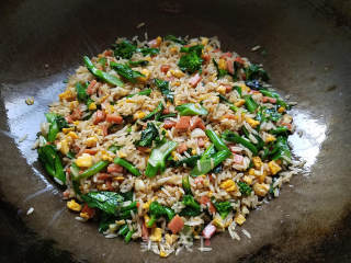 Fried Rice with Kale Ham and Egg recipe