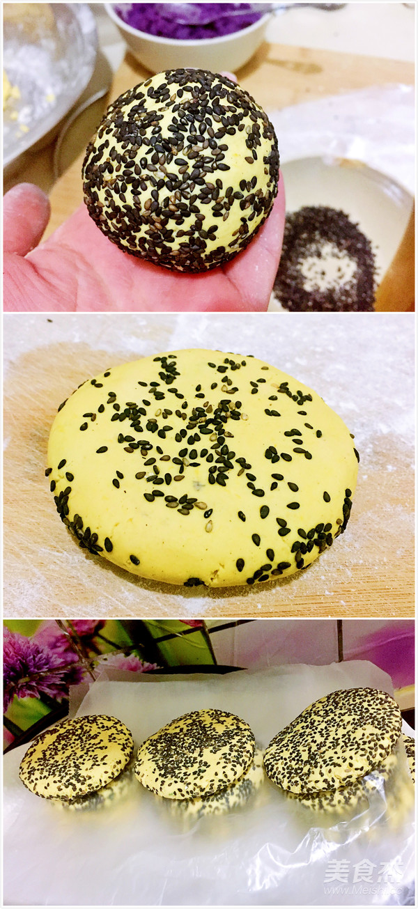 Pumpkin, Purple Potato and Black Sesame Cake recipe