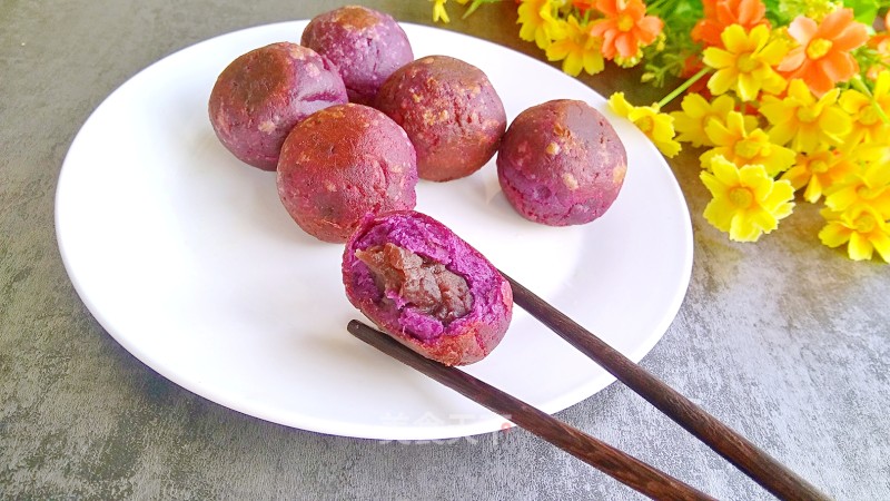 Purple Potato Bean Paste Ball recipe