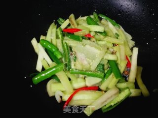 Stir-fried Eggplant Strips with Green and Red Peppers recipe