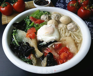 Three Fresh Noodles with Fish Ball and Belly recipe