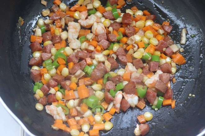 Fried Rice with Beef Sausage and Shrimp recipe