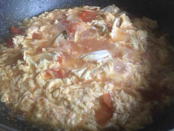 Tomato and Egg Soup Rice Cake recipe