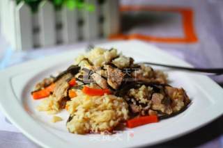 Claypot Rice with Dried Carob Pork Slices recipe