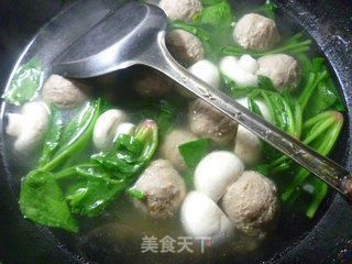 Spinach Mushroom Beef Ball Soup recipe