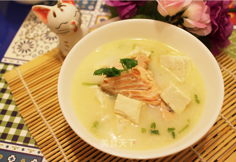 Salmon Milk Tofu Soup recipe