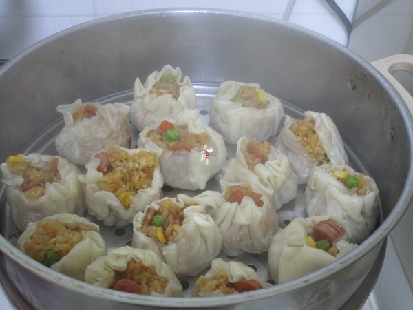 Sausage, Mixed Vegetables, Glutinous Rice and Shaomai recipe