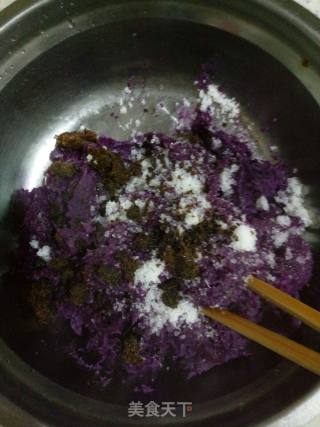 Purple Sweet Potato, Purple Rice and Red Bean Mooncakes recipe