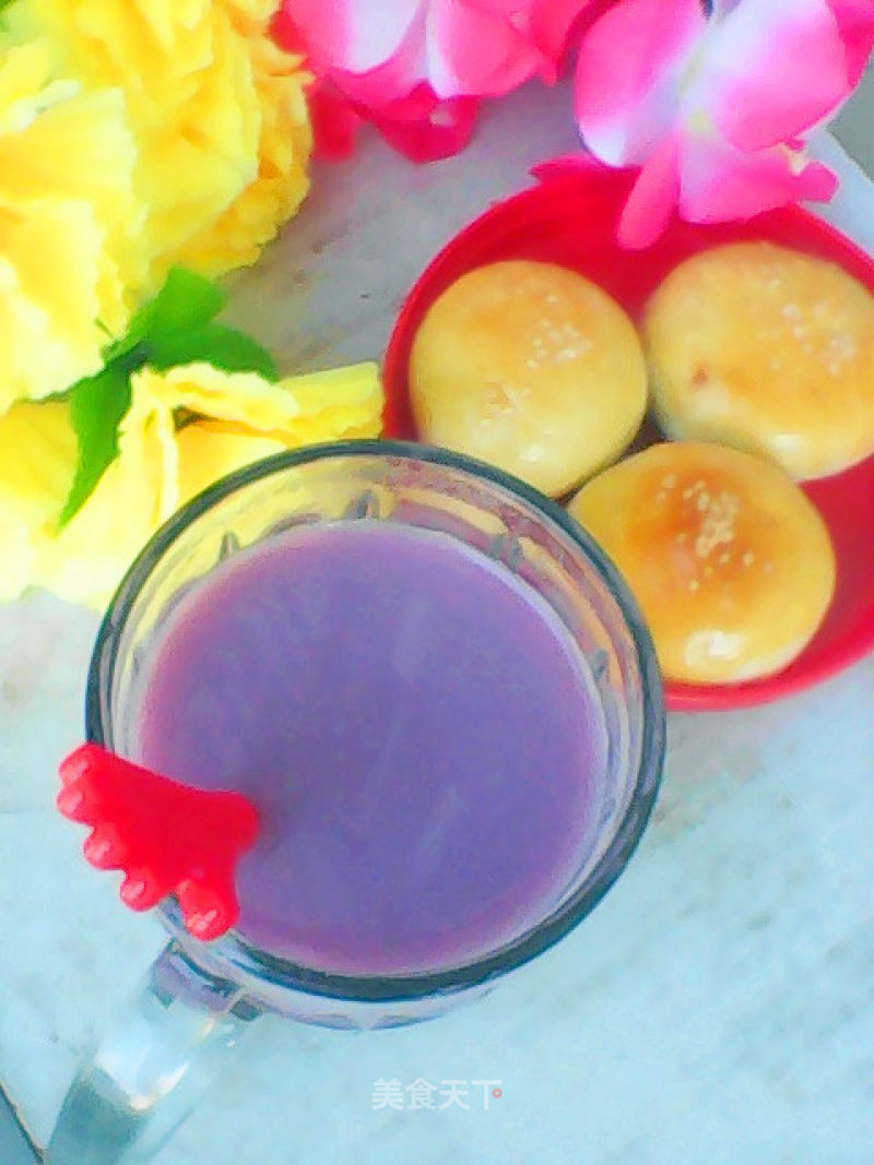 Purple Sweet Potato Milk Tea with Sago recipe