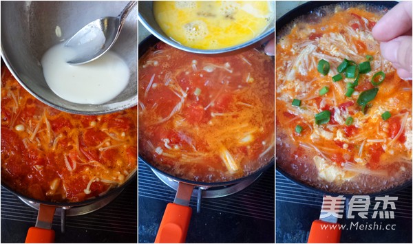 Tomato and Enoki Mushroom Egg Soup recipe