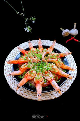 Steamed Shrimp with Golden Silver Garlic Vermicelli recipe