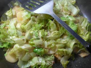 Stir-fried Rice Cake with Pork Belly and Lettuce recipe