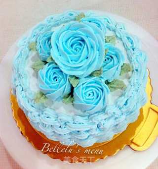 Pink Blue Rose Cream Cake recipe