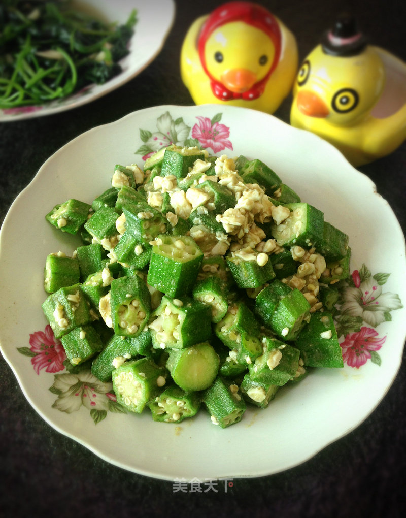 Fried Okra with Salted Egg Yolk recipe