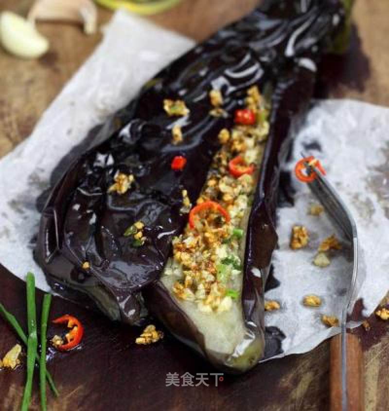 Roasted Eggplant with Scallion Oil and Garlic Sauce