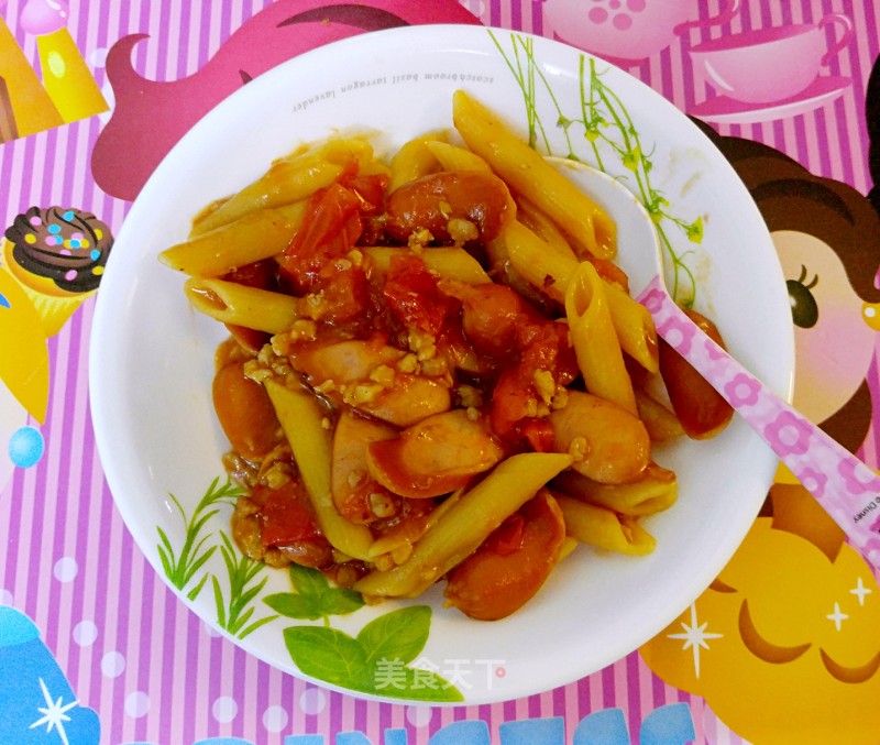 Baby's Dinner-pasta with Tomato and Minced Meat Sausage recipe