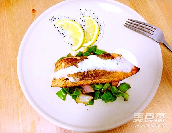 Fried Salmon with Lemon Cheese recipe
