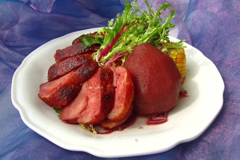 Smoked Duck Breast and Red Wine Pear