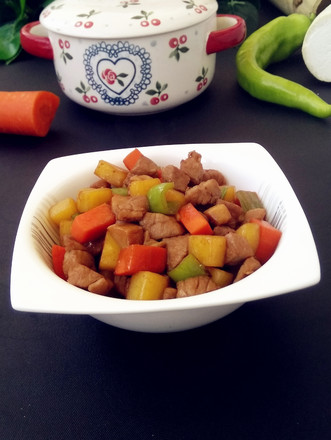 Sauteed Diced Pork with Seasonal Vegetables recipe