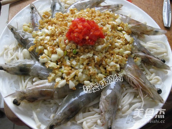 Steamed Shrimp with Enoki Mushroom Vermicelli recipe