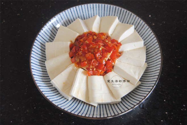 Steamed Tofu with Chopped Pepper and Shrimp Skin recipe