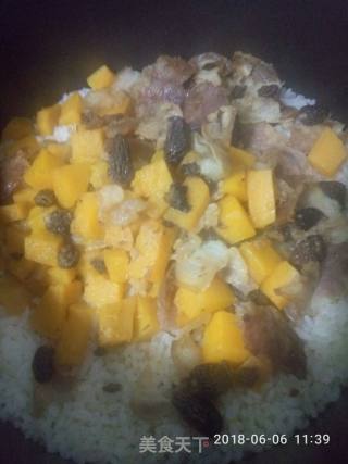 Pumpkin, Morel, Bacon and Sausage Rice recipe