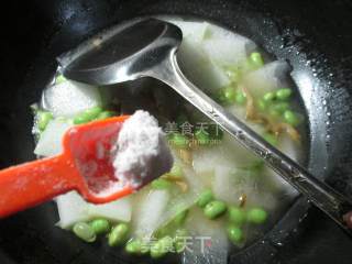 Boiled Winter Melon with Mustard Shredded Edamame recipe