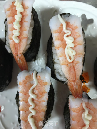 Warship Fish Roe Shrimp Sushi recipe