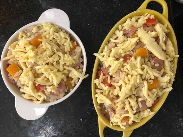 Bacon and Cheese Baked Rice recipe