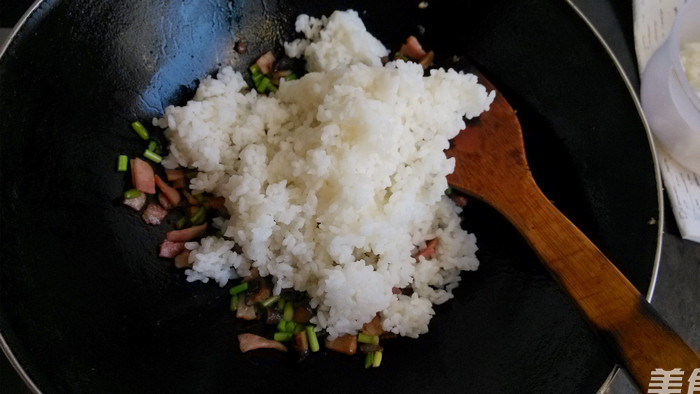 Fried Rice with Garlic Sprouts and Bacon recipe