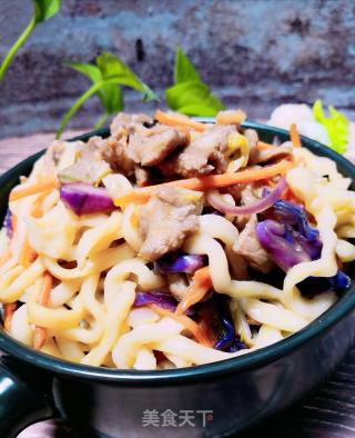 Fried Noodles with Lamb and Vegetables recipe