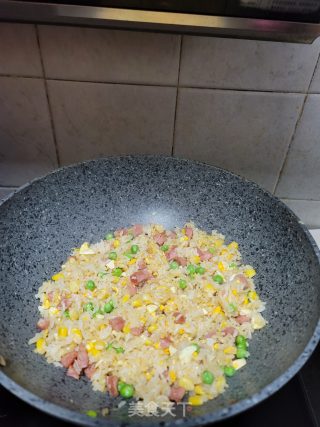 Fried Rice with Sausage, Peas and Corn Kernels recipe