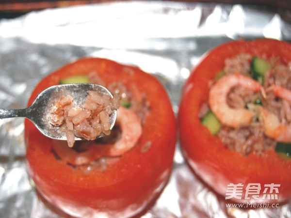 Cheese Baked Red Rice Fried Rice with Tomato Cup recipe