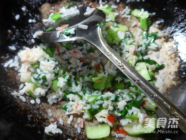 Fried Rice with Crab Sticks and Greens recipe