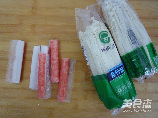 Enoki Mushroom and Crab Sticks recipe