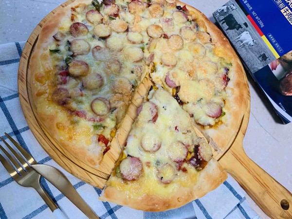 Italian Cheese Beef Sausage Thin Pizza with Vegetables recipe