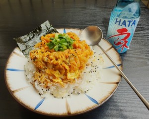 Japanese Style ∣spicy Cabbage Scrambled Egg Rice Bowl recipe