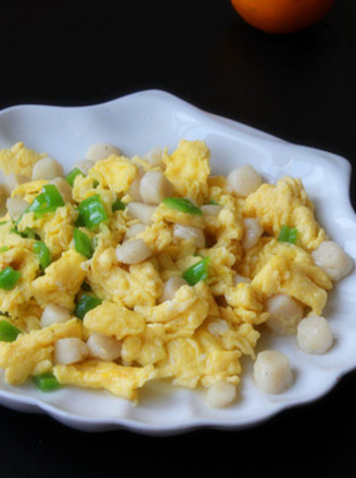 Scallops, Green Peppers and Eggs recipe