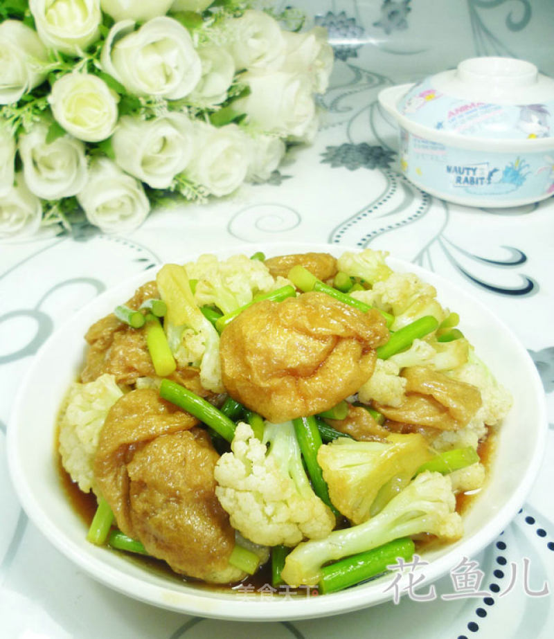 Stir-fried Cauliflower with Garlic Stalk Oil and Gluten recipe