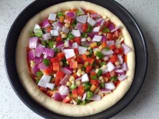 Colorful Fresh Vegetable Bacon Pizza recipe